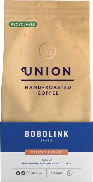 UNION Hand-Roasted Coffee Bobolink Brazil - Cafetiere 200g (Pack of 6)