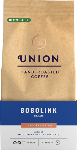 UNION Hand-Roasted Coffee Bobolink Brazil - Cafetiere 200g (Pack of 6)