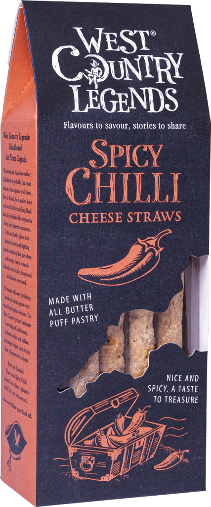 WEST COUNTRY LEGENDS Spicy Chilli Cheese Straws 100g (Pack of 6)