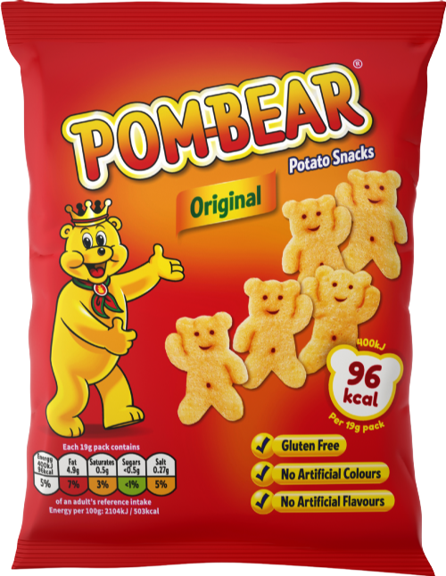 POM-BEAR Teddy Shaped Potato Snacks - Original 19g (Pack of 36)