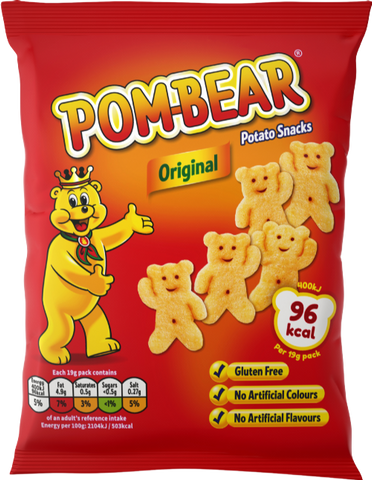 POM-BEAR Teddy Shaped Potato Snacks - Original 19g (Pack of 36)