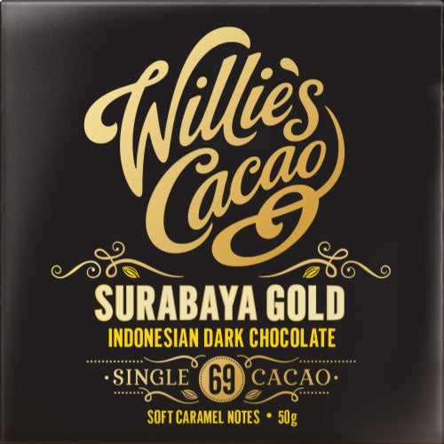 WILLIE'S CACAO Surabaya Gold 69 Indonesian Dark Chocolate50g (Pack of 12)