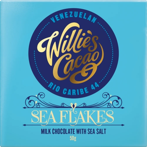 WILLIE'S CACAO Sea Flakes 44 Milk Chocolate / Sea Salt 50g (Pack of 12)