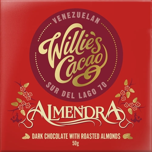 WILLIE'S CACAO Almendra Rst Almond Venezuelan 70 Dk Choc 50g (Pack of 12)