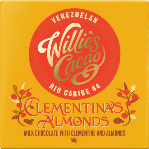 WILLIE'S CACAO Clementina Almond Rio Caribe 44 Milk Choc 50g (Pack of 12)