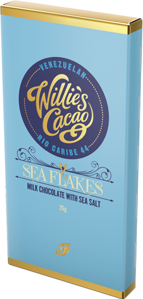 WILLIE'S CACAO Sea Flakes Milk Chocolate with Sea Salt 26g (Pack of 30)