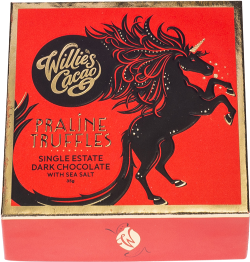 WILLIE'S CACAO Praline Truffles - Dark Choc / Sea Salt 35g (Pack of 8)