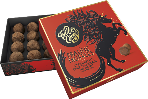 WILLIE'S CACAO Praline Truffles - Dark Choc / Sea Salt 110g (Pack of 6)