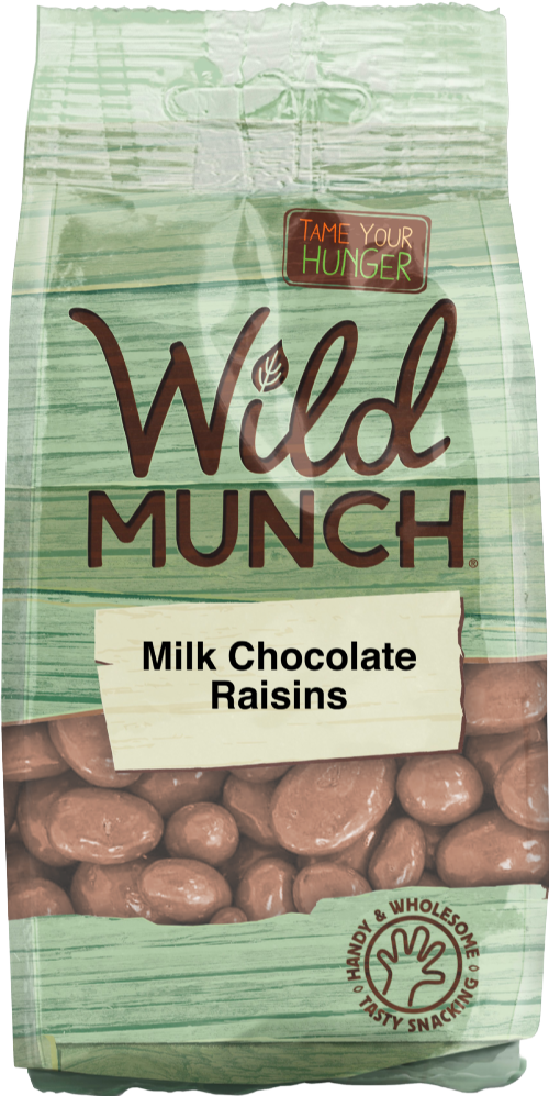 WILD MUNCH Milk Chocolate Raisins 150g (Pack of 12)