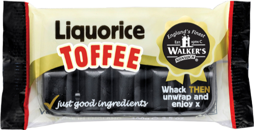 WALKER'S NONSUCH Liquorice Toffee - Bar 100g (Pack of 10)