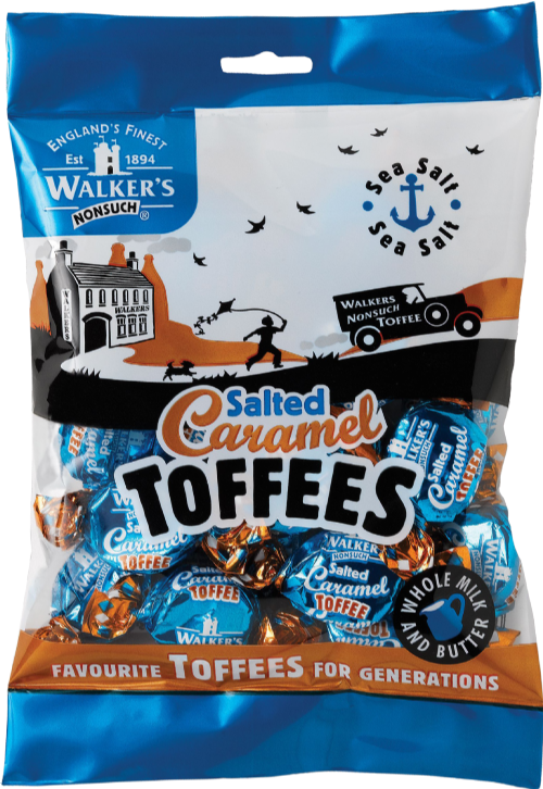 WALKER'S NONSUCH Salted Caramel Toffees - Bag 150g (Pack of 12)