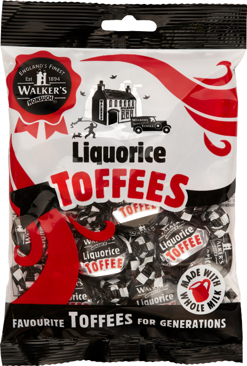 WALKER'S NONSUCH Liquorice Toffees - Bag 150g (Pack of 12)