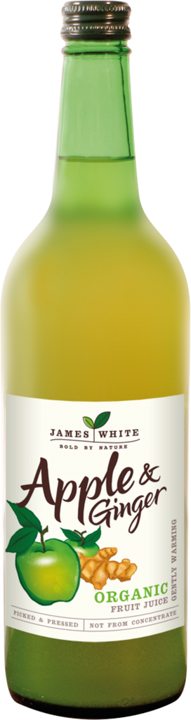 JAMES WHITE Organic Apple & Ginger Juice 75cl (Pack of 6)