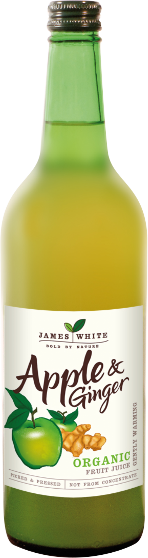 JAMES WHITE Organic Apple & Ginger Juice 75cl (Pack of 6)
