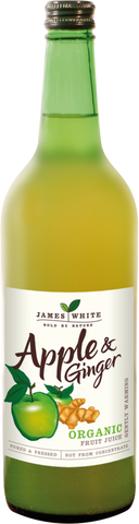 JAMES WHITE Organic Apple & Ginger Juice 75cl (Pack of 6)