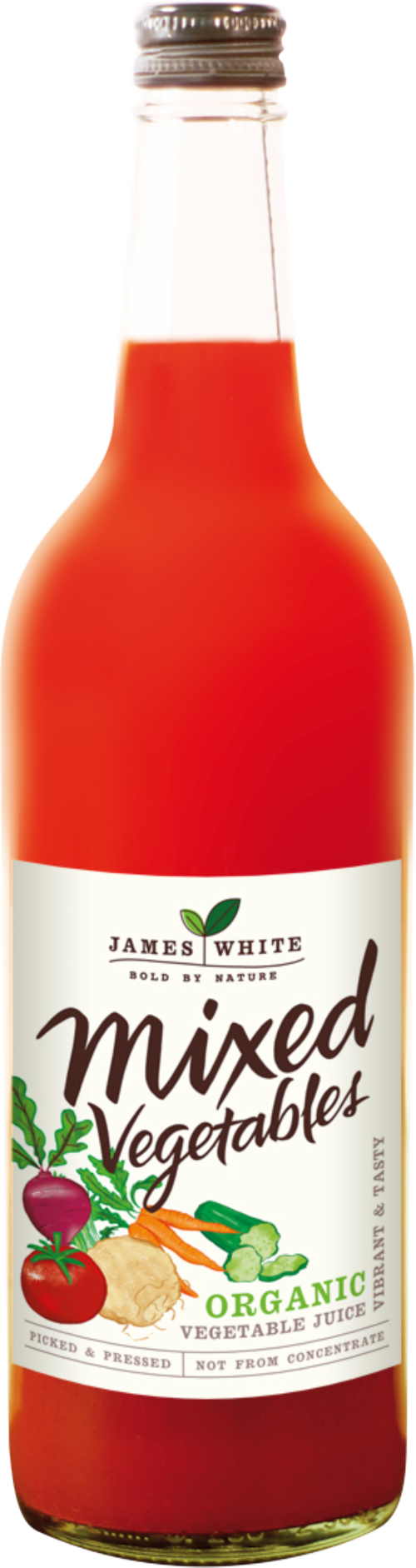 JAMES WHITE Organic Mixed Vegetable Juice 75cl (Pack of 6)