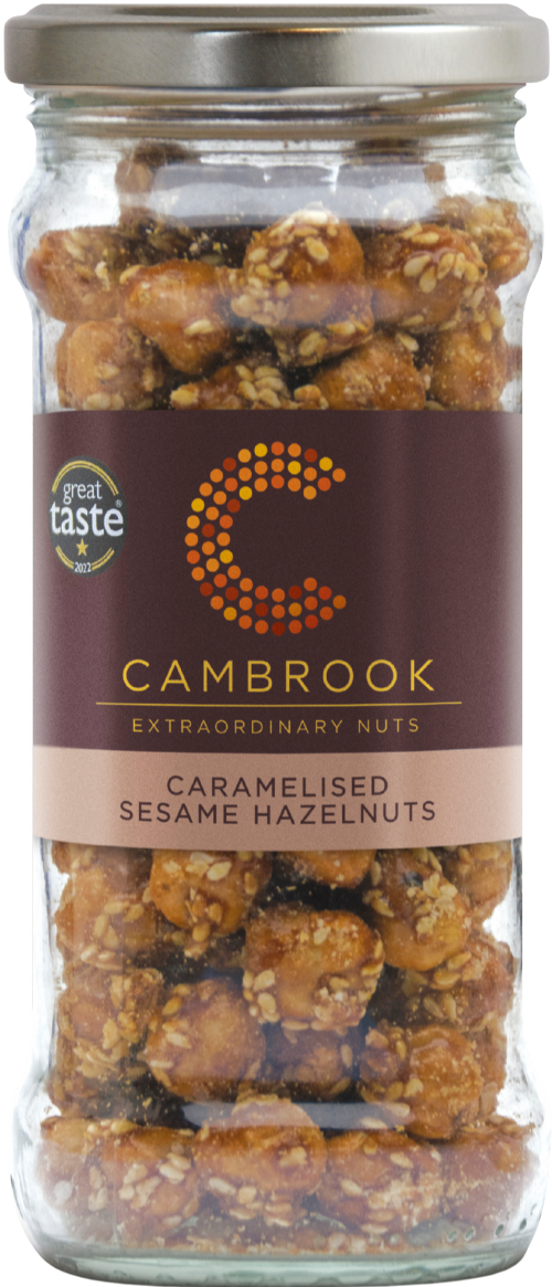CAMBROOK Caramelised Sesame Hazelnuts - Jar 160g (Pack of 6)