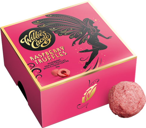 WILLIE'S CACAO Raspberry Truffles 35g (Pack of 8)