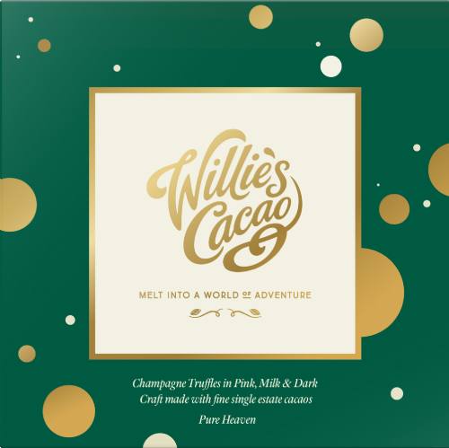 WILLIE'S CACAO Pink, Milk & Dark Champagne Truffles 110g (Pack of 6)