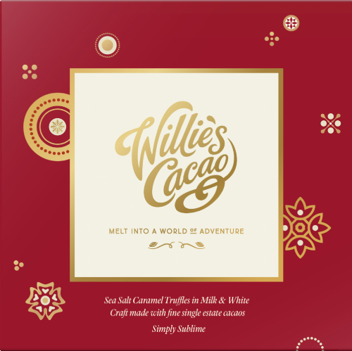 WILLIE'S CACAO Mlk/White Choc Sea Salt Caramel Truffles 110g (Pack of 6)