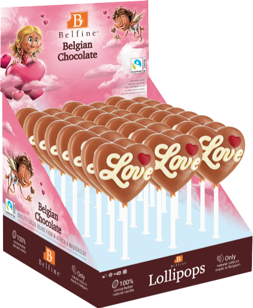 BELFINE Belgian Chocolate Love Lolly 35g (Pack of 24)