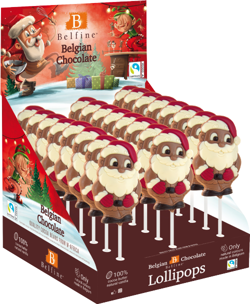 BELFINE Belgian Chocolate Santa Lolly 25g (Pack of 24)