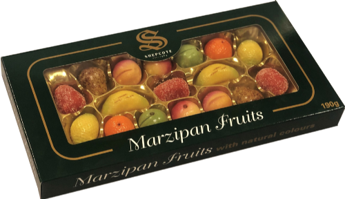 SHEPCOTE Marzipan Fruits with Natural Colours 190g (Pack of 12)