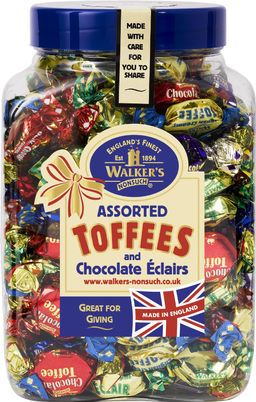 WALKER'S NONSUCH Asst.Toffees & Chocolate Eclairs Jar 1.25kg (Pack of 7)