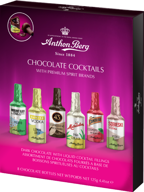 ANTHON BERG Chocolate Cocktail Bottles - 8 Pack 125g (Pack of 15)