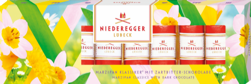 NIEDEREGGER Dark Choc Mini Marzipan - Spring Edition 100g (Pack of 10)