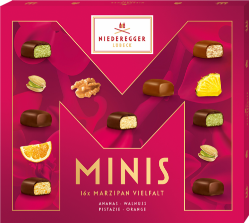 NIEDEREGGER 16 Minis Marzipan Selection 112g (Pack of 8)