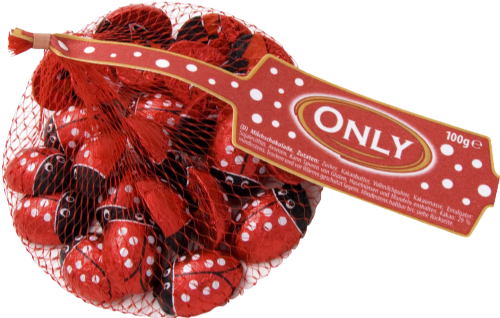 ONLY Foiled Milk Chocolate Ladybirds in Net 100g (Pack of 24)