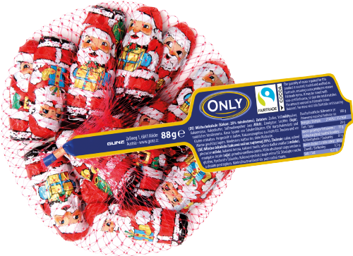 ONLY Foiled Milk Chocolate Santas in Net 85g (Pack of 24)