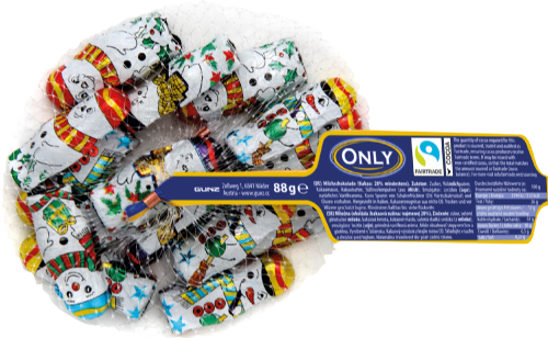 ONLY Foiled Milk Chocolate Snowmen in Net 85g (Pack of 24)