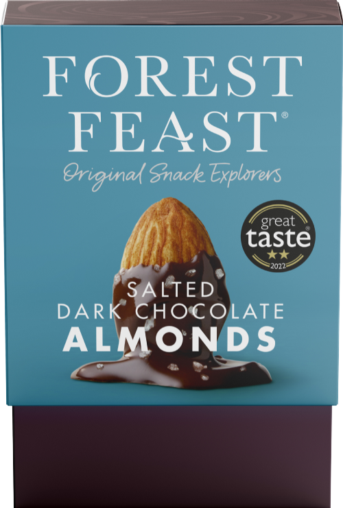 FOREST FEAST Gift Cube - Salted Dark Chocolate Almonds 140g (Pack of 6)