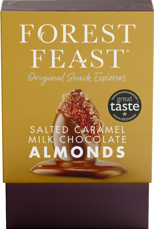 FOREST FEAST Gift Cube - Sltd Caramel Milk Choc Almonds 140g (Pack of 6)