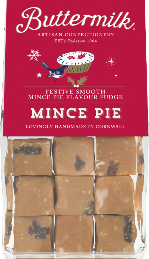 BUTTERMILK Festive Smooth Mince Pie Fudge - Grab Bag 100g (Pack of 16)