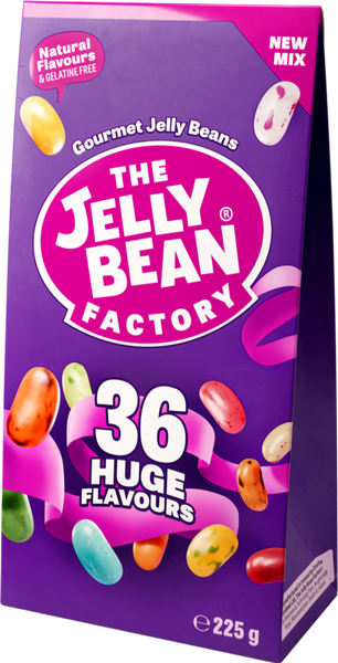 JELLY BEAN FACTORY 36 Huge Flavours Mix -Gift Box 225g (Pack of 12)