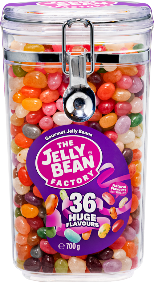 JELLY BEAN FACTORY 36 Huge Flavours Mix -Clip Top Jar 700g (Pack of 6)