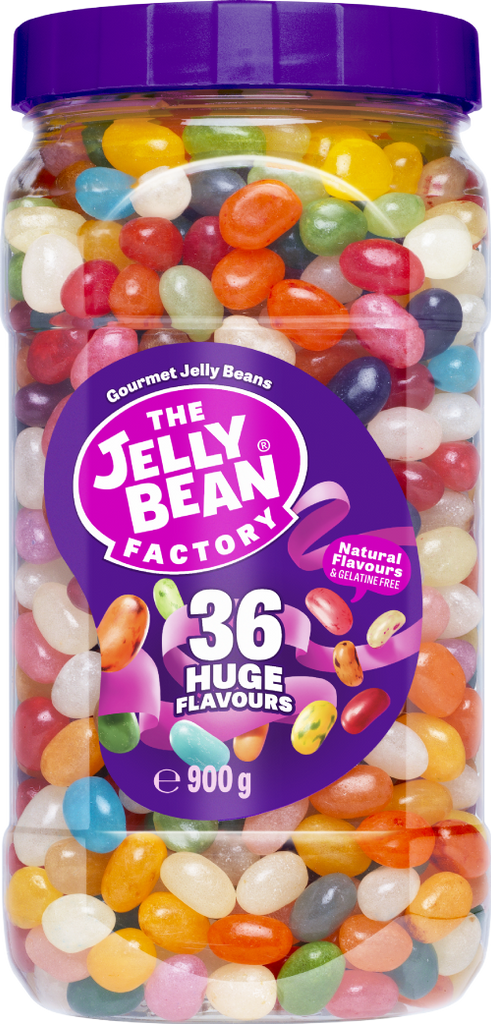 JELLY BEAN FACTORY 36 Huge Flavours Mix - Jar 900g (Pack of 6)