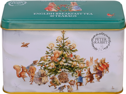 NEW ENGLISH TEAS Eng B/F Peter Rabbit Festive Tin 40 T/B 80g (Pack of 8)