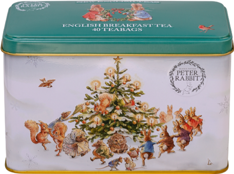 NEW ENGLISH TEAS Eng B/F Peter Rabbit Festive Tin 40 T/B 80g (Pack of 8)