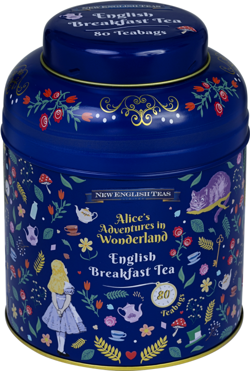 NEW ENGLISH TEAS E B/fast Alice/Wonderland Caddy 80 T/B 160g (Pack of 8)