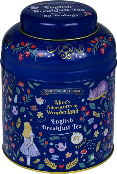 NEW ENGLISH TEAS E B/fast Alice/Wonderland Caddy 80 T/B 160g (Pack of 8)