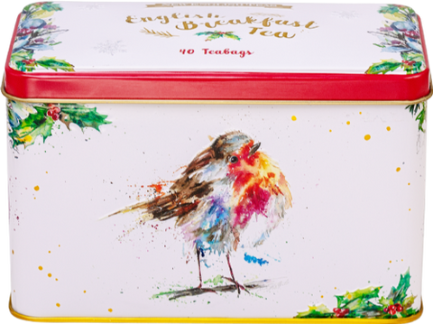 NEW ENGLISH TEAS Eng. Breakfast /Winter Robin Tin 40 T/B 80g (Pack of 8)