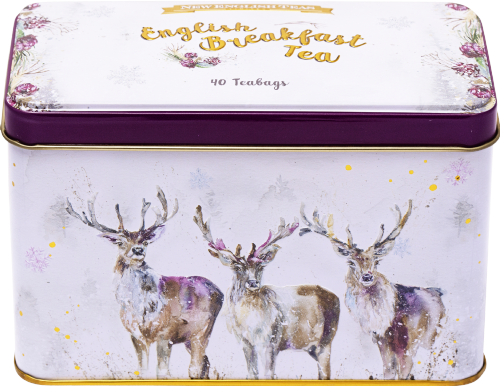 NEW ENGLISH TEAS English Breakfast in Stags Tin 40 T/B 80g (Pack of 8)