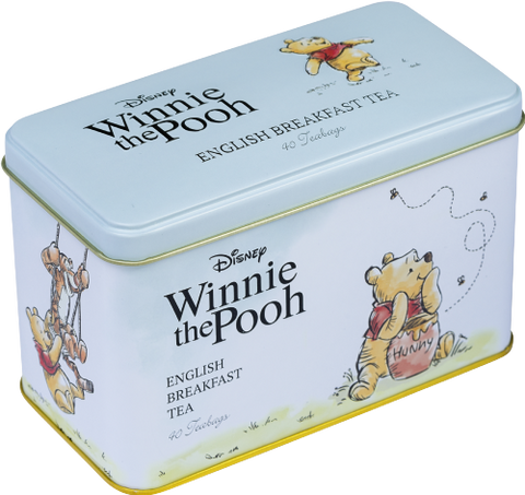 NEW ENGLISH TEAS Winnie the Pooh Tin - English B/Fast 40 T/B (Pack of 8)