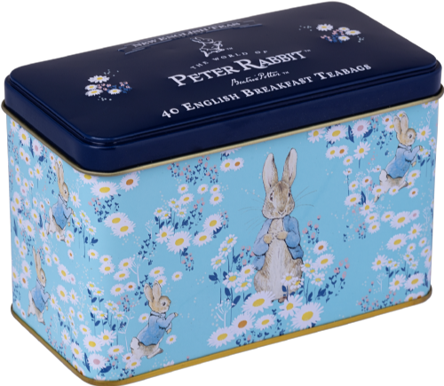 NEW ENGLISH TEAS Peter Rabbit Daisies Tin - Breakfast 40 T/B (Pack of 8)