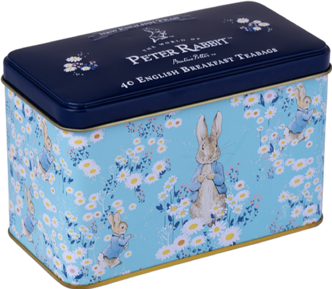 NEW ENGLISH TEAS Peter Rabbit Daisies Tin - Breakfast 40 T/B (Pack of 8)