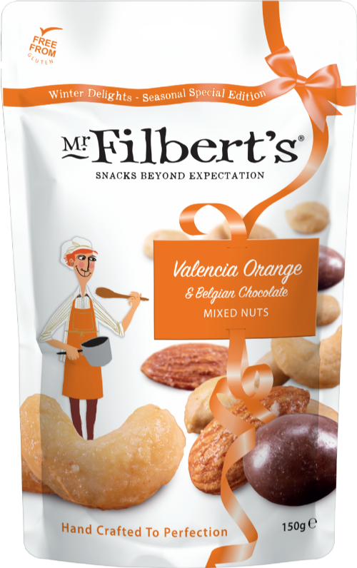 MR FILBERT'S Valencia Orange & Belgian Choc Mixed Nuts 150g (Pack of 12)